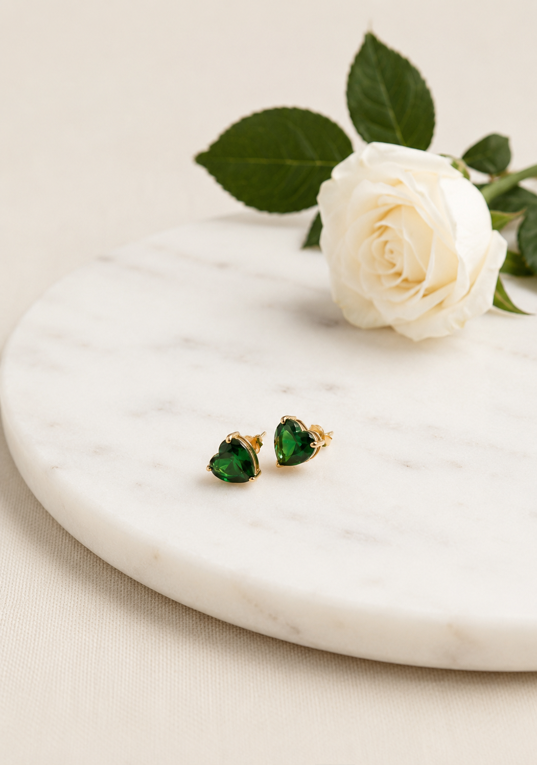 Emerald Heart Studs