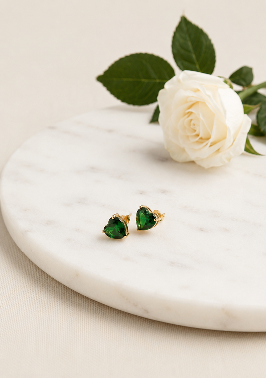 Emerald Heart Studs
