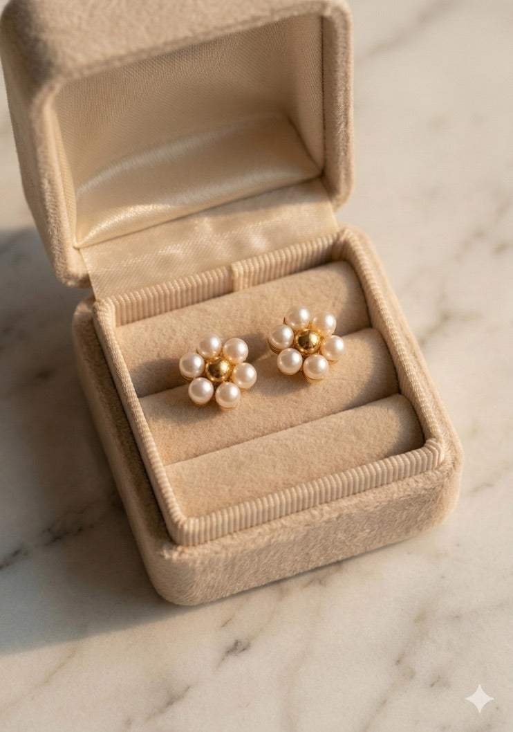 Pearl Flower Studs