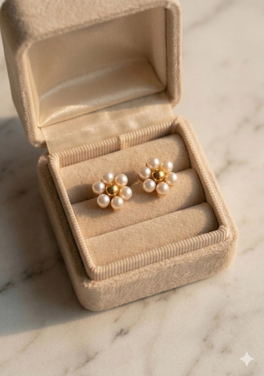 Pearl Flower Studs