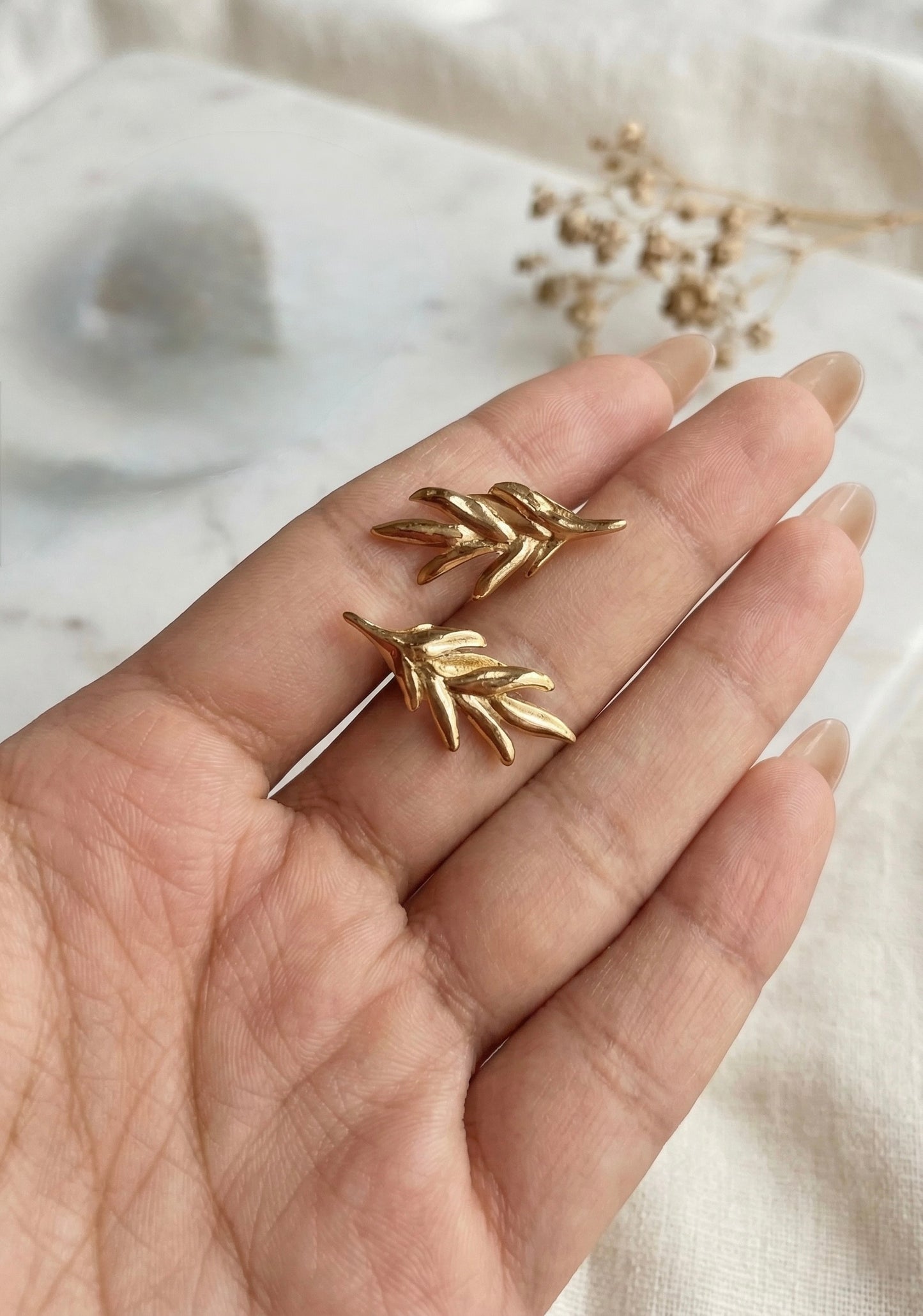 Golden Fern Studs
