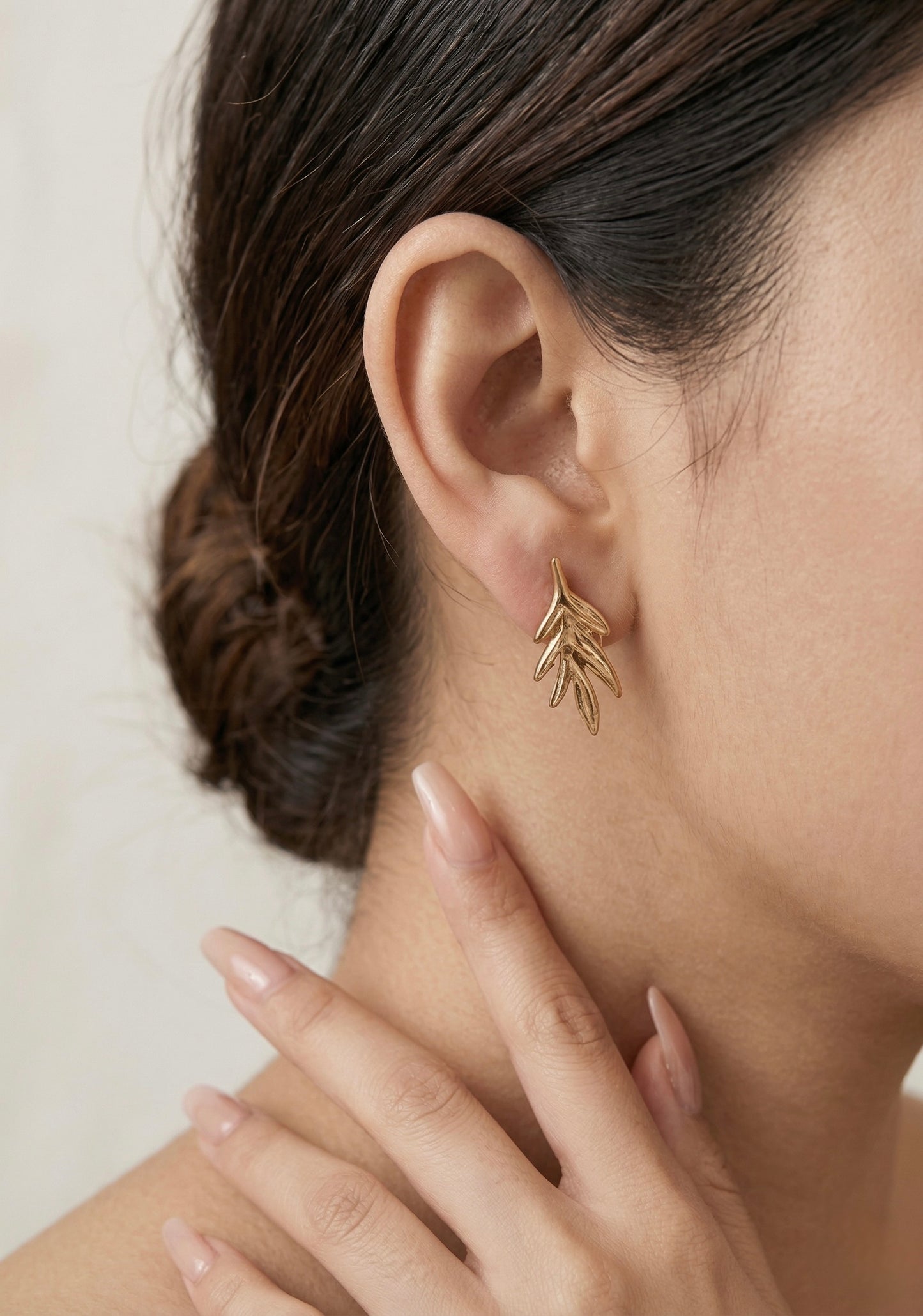 Golden Fern Studs